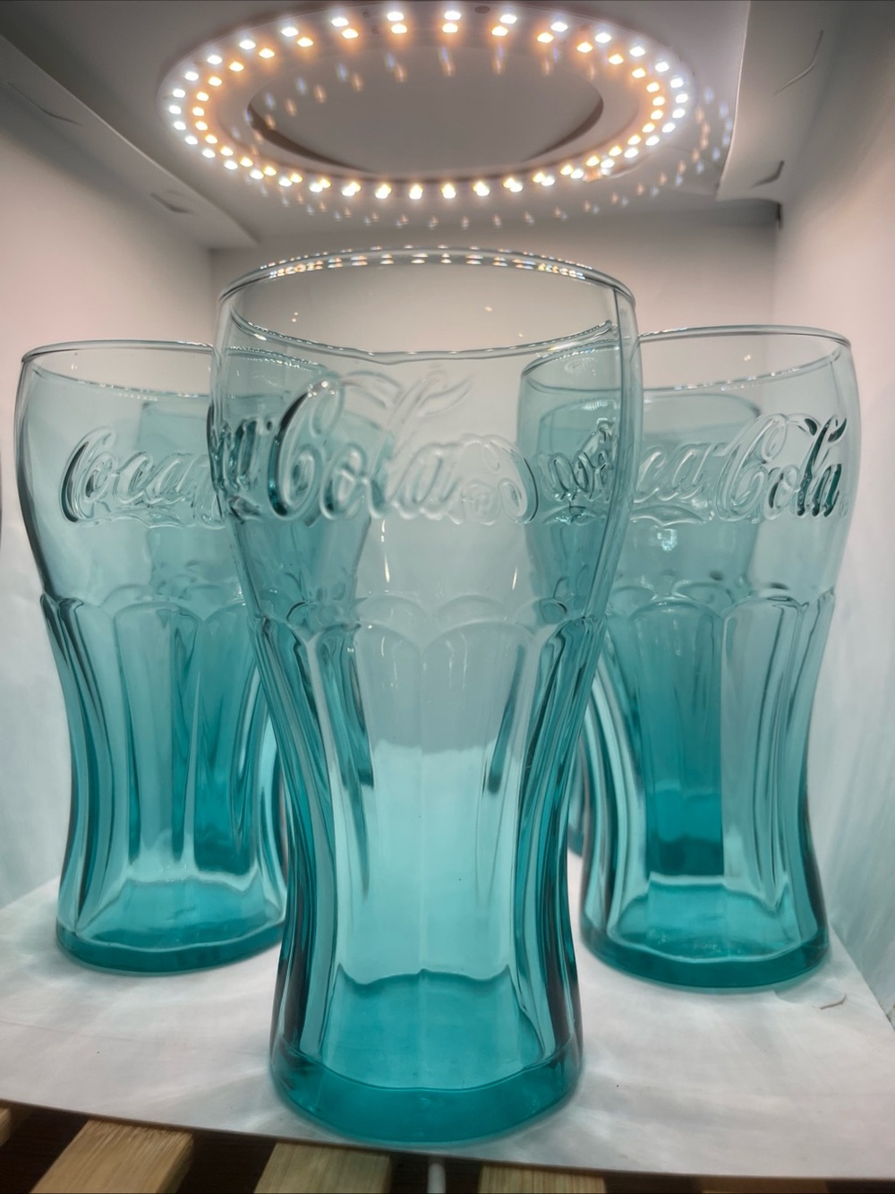 Coca Cola Glasses Vintage Colored Glass Drinking